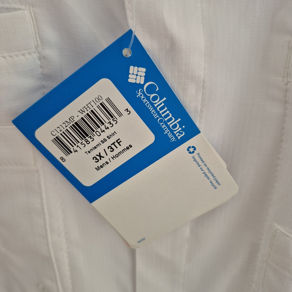 Columbia Men's White Short-Sleeve Button-Down Performance Shirt - Picture 2 of 4